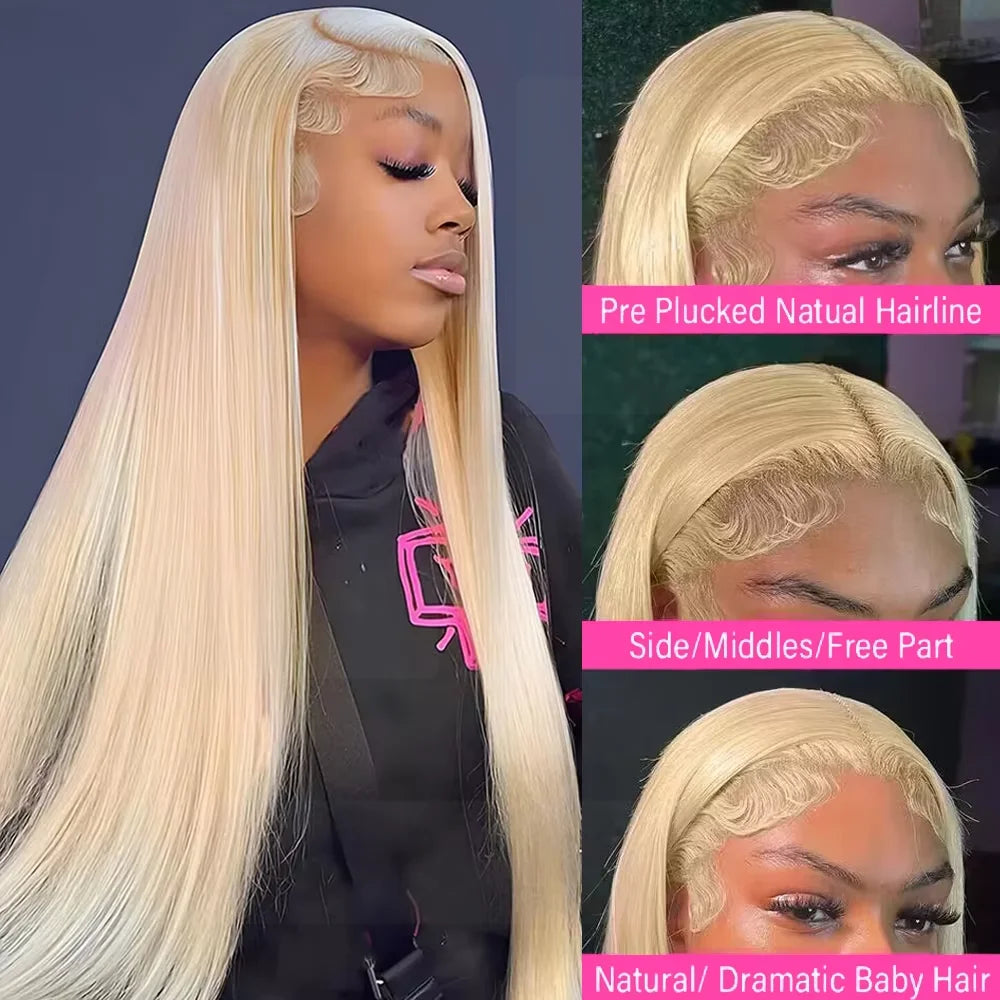613 Blonde Colored Bone Straight 13x6 Hd Transparent Lace Frontal Human Hair Wigs 30 Inch  High Density Lace Front Wig Brazilian - Vibrant Variety Store