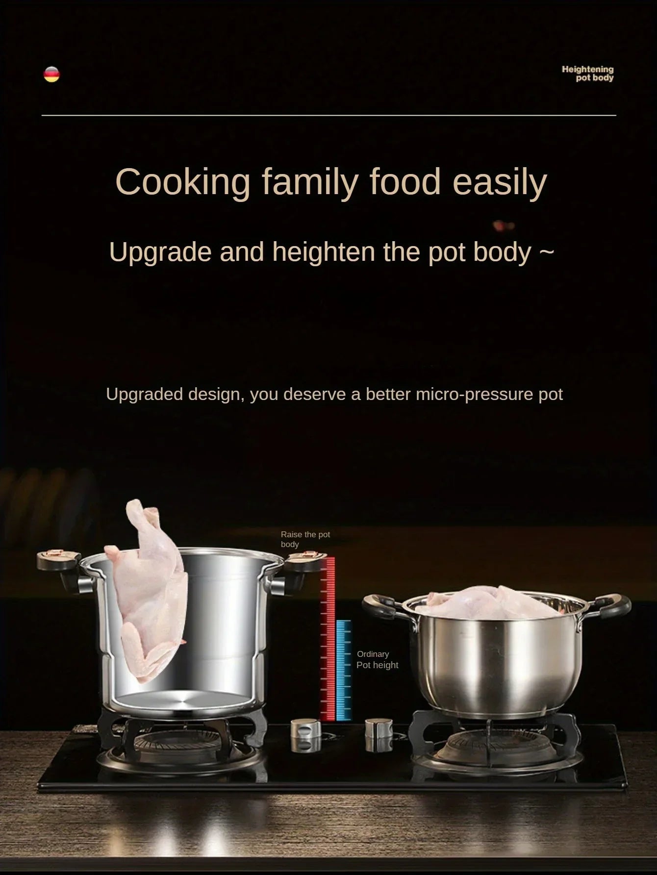 Micro pressure pot 304 stainless steel thickened soup pot household double ear bottle soup pot thickened composite bottom