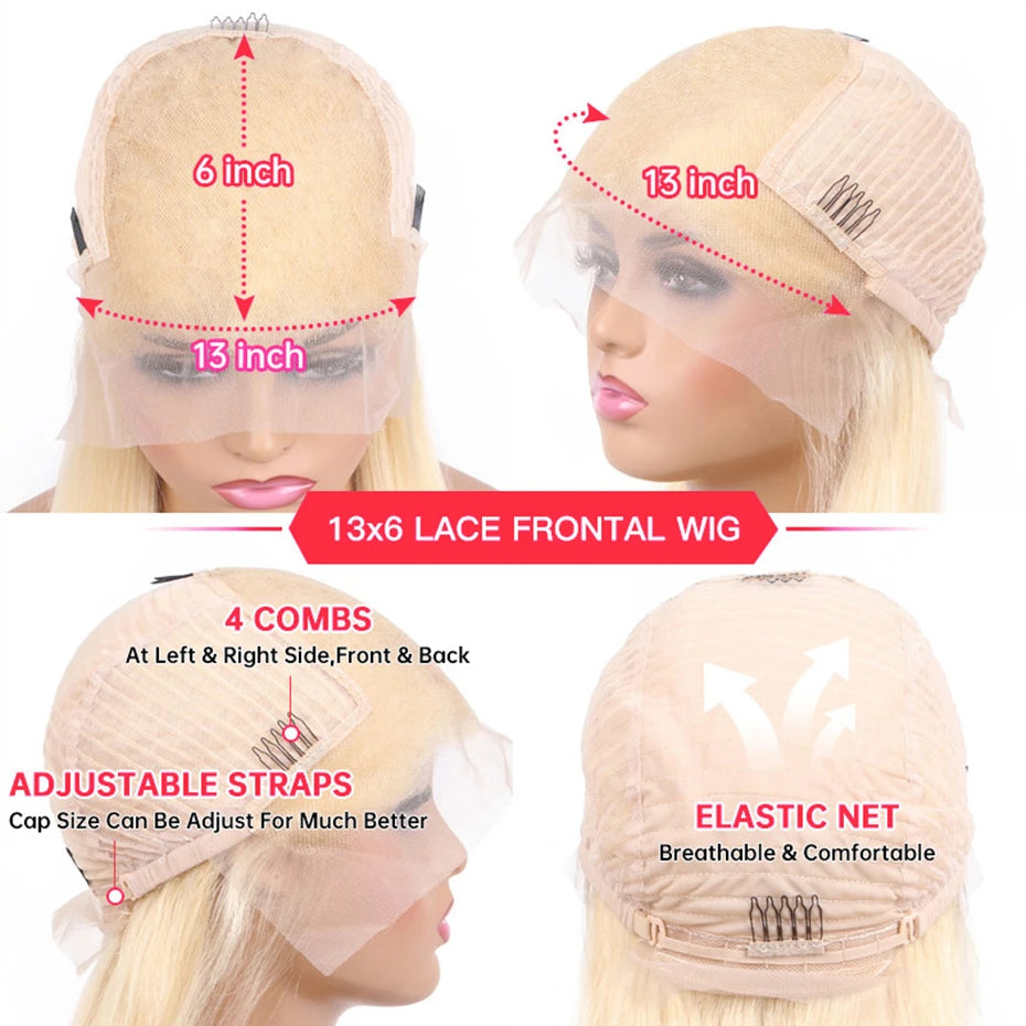 13x6 Silver Grey Straight Lace Front Human Hair Wigs Pre Plucked 613 Blonde Body Wave Frontal Wigs For Women Brazilian Hair Wigs - Vibrant Variety Store