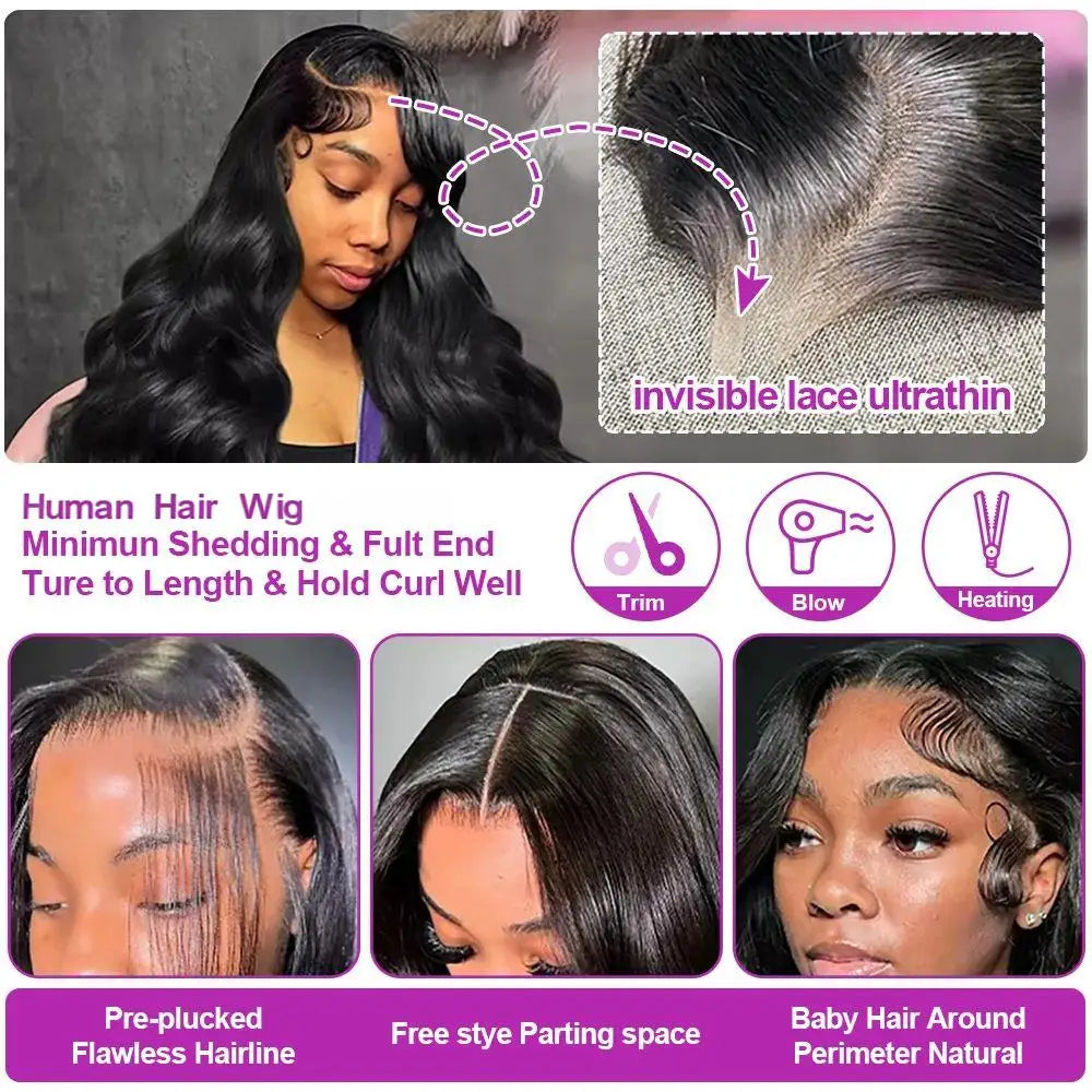 360 Full Lace Wig Human Hair PrePlucked Body Water Wave 13x6 Hd Lace Frontal Wig Brazilian Hair For Black Women 250 Density - Vibrant Variety Store
