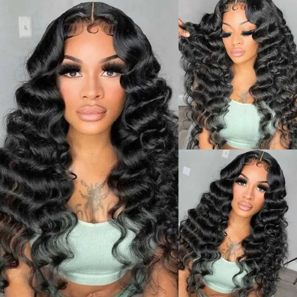 13x4 13x6 HD Loose Deep Wave Frontal Wigs 40 42 Water Deep Curly Lace Front Human Hair Wigs Remy 5x5 Gluless Wig Human Hair - Vibrant Variety Store