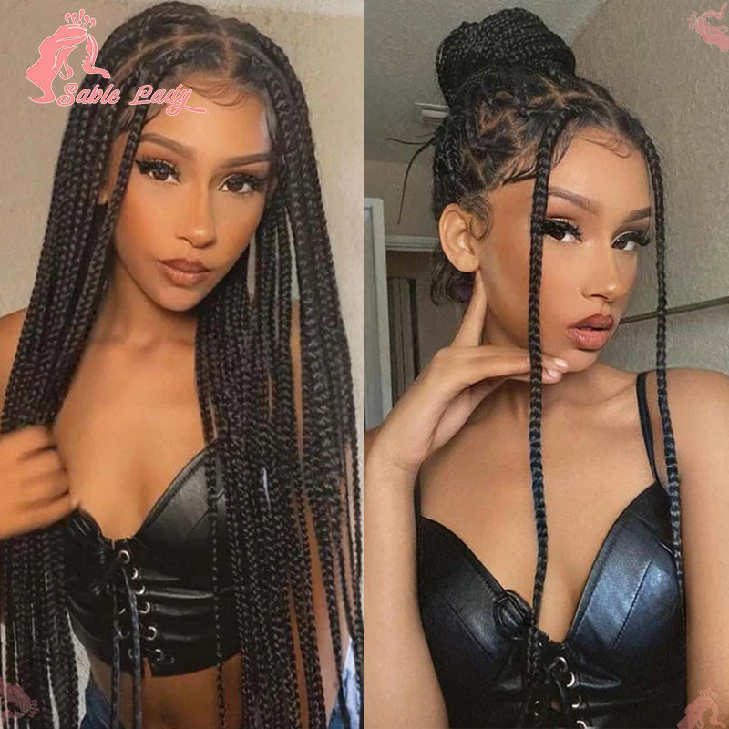 Jumbo Braids Hair Wig Synthetic Full Lace Front Braided Wigs For Black Women Knotless Box Braid Wig Braid African Braiding Hair