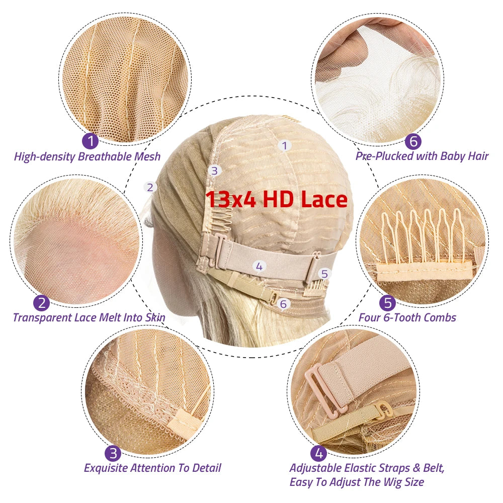 30 36 Inches 613 Blonde Body Wave 13x4 Lace Front Wig Human Hair 13x6 HD Transparent Lace Frontal Brazilian Wigs For Black Women