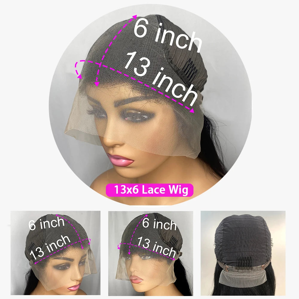 Body Wave 13x6 HD Transparent Lace Front Human Hair Wig 200 Density 13x4 Lace Frontal Wigs 30 40 Inch PrePlucked Lace - Vibrant Variety Store