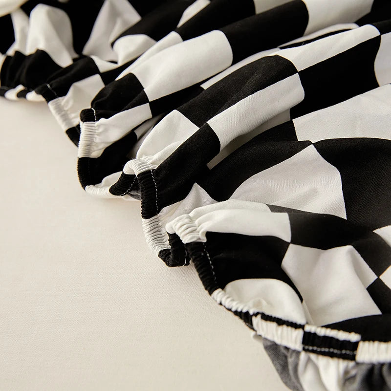 Cotton Fitted Sheet with Elastic Bands Non Slip Adjustable Mattress Cover for Double King Bed Non-Slip 140x200 160x200 200x200cm - Vibrant Variety Store