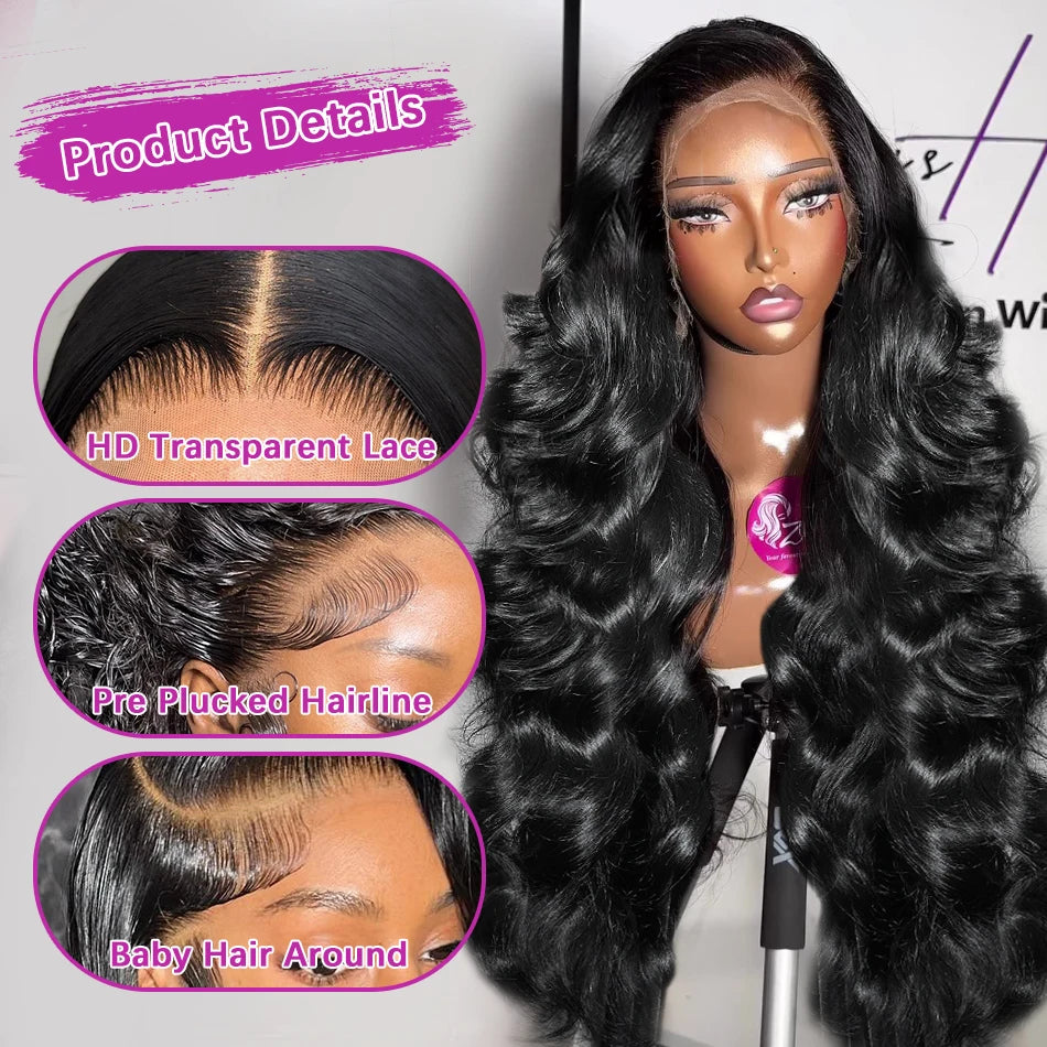 Luvin HD Transparent 13x6 Body Wave Lace Frontal Human Hair Wig  Brazilian 5x5 Closure Glueless Lace Wig 13x4 Lace Front Wigs - Vibrant Variety Store
