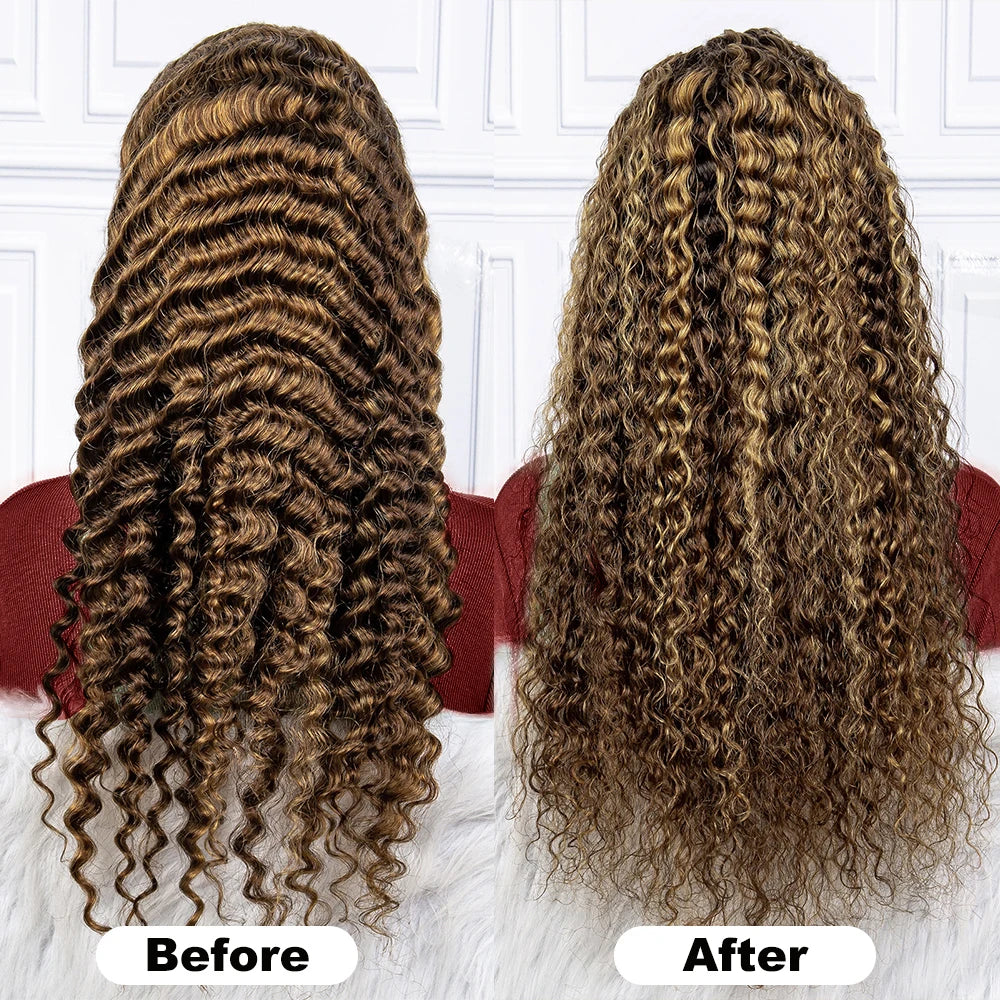 30/36 inch 13x4 Hd Frontal Wig Human Hair Ombro Highlight Deep Wave Piano 13x6 Lace Front Remy 100% Human Hair Wigs 4x4 Closure - Vibrant Variety Store