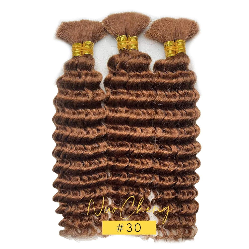 Deep Wave Bulk Human Hair for Braiding No Weft 100g (1 Pack-2 Bundles) Brazilian Virgin Human Hair Braiding Hair For BOHO Braids - Vibrant Variety Store