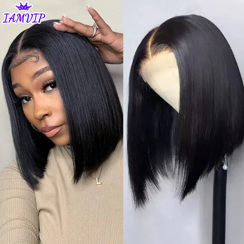 Iamvip Short Bob Straight Frontal Wigs 200% Bob Lace Front Human Hair Wig For Women Hd Lace Frontal Wig Human Hair