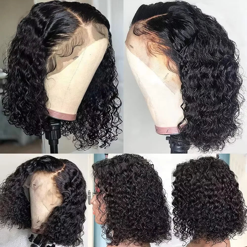 Curly Short Bob 13x4 HD Lace Frontal 220% Density 8-14 Inch Wigs Human Hair Deep Wave Cheap Wig Brazilian Remy For Black Women