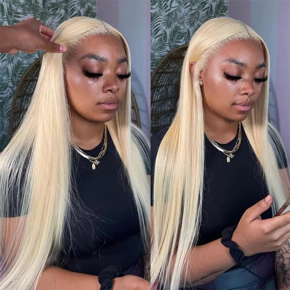 13x6 Silver Grey Straight Lace Front Human Hair Wigs Pre Plucked 613 Blonde Body Wave Frontal Wigs For Women Brazilian Hair Wigs - Vibrant Variety Store