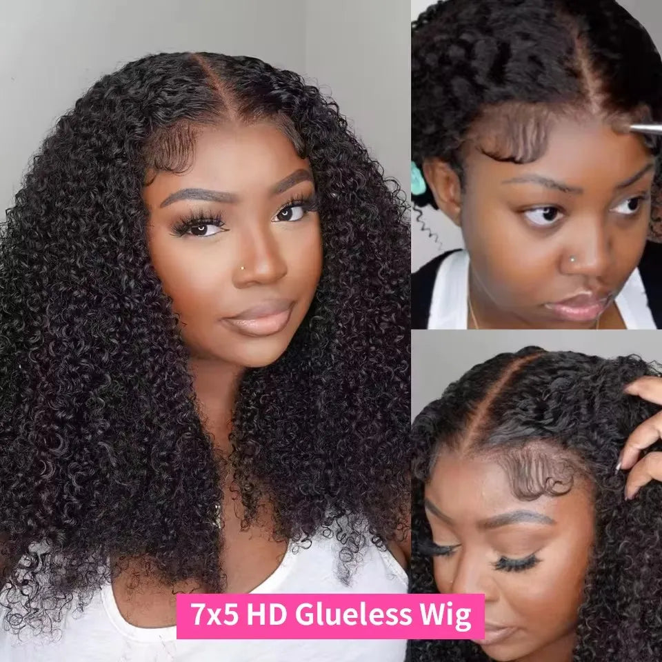 Kinky Curly Wigs 13x6 HD Lace Frontal Wig Glueless Human Hair 4C Afro Curly Lace Front Human Hair Wigs 7x5 HD Lace Closure Wigs - Vibrant Variety Store