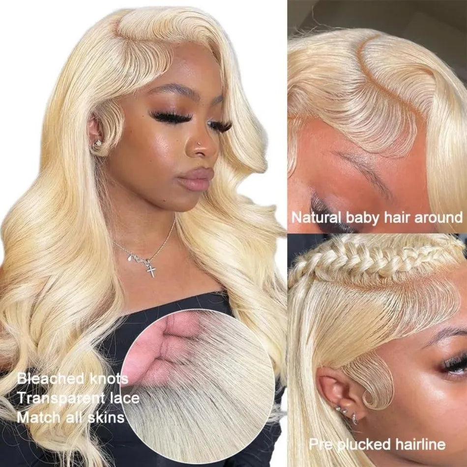 Blonde Human Lace Front Wig 613 Hd Lace Frontal Wig 13X6 Body Wave Human Hair Wigs For Women Pre Plucked 30 32 Inch 220 Density - Vibrant Variety Store