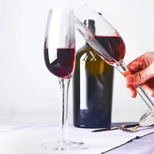 Two Pieces Pack Clear Transparent Half Glass Cup Red Wine Champagne Flute Goblet Stem-ware 140ml Cup Kitchen Accessories - Vibrant Variety Store