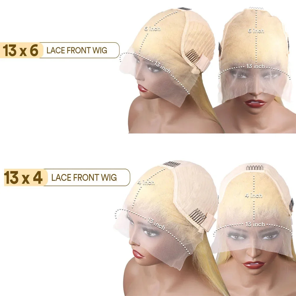 613 Blonde Colored Bone Straight 13x6 Hd Transparent Lace Frontal Human Hair Wigs 30 Inch  High Density Lace Front Wig Brazilian - Vibrant Variety Store
