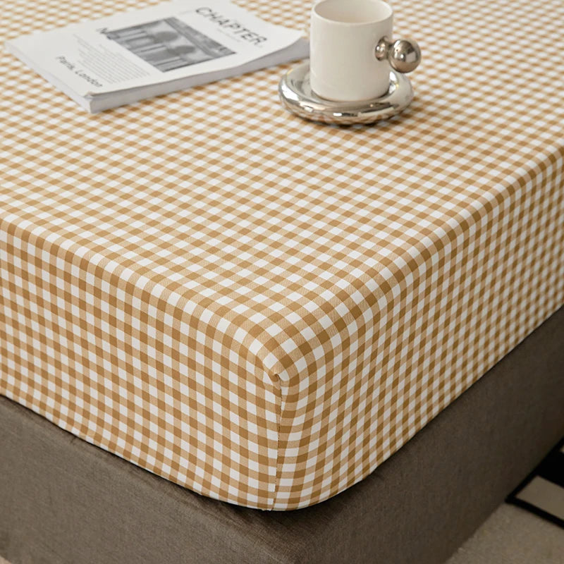 Cotton Fitted Sheet with Elastic Bands Non Slip Adjustable Mattress Cover for Double King Bed Non-Slip 140x200 160x200 200x200cm - Vibrant Variety Store