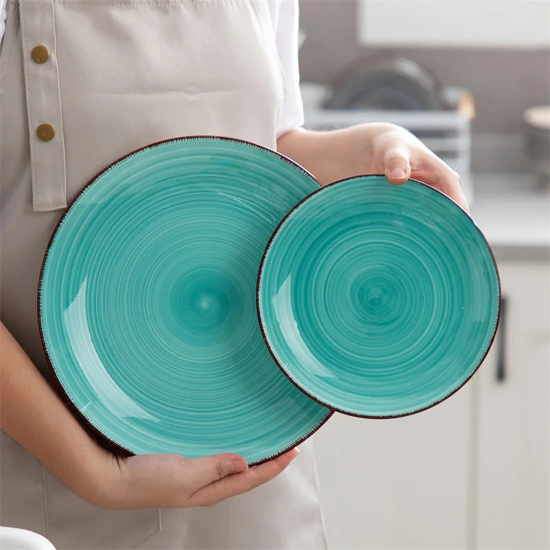 16Pcs Porcelain Dinnerware Set Vintage Ceramic Plate Set with Dinner Plate/Dessert Plate/Bowl/Mug Set Ceramic Dishware Dishes - Vibrant Variety Store