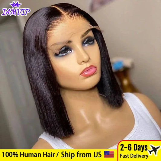 Iamvip Short Bob Straight Frontal Wigs 200% Bob Lace Front Human Hair Wig For Women Hd Lace Frontal Wig Human Hair