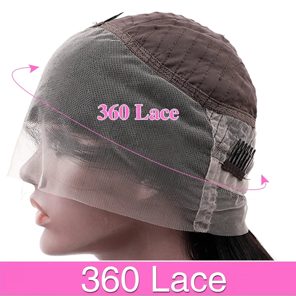 13x6 HD Transparent Bone Straight Lace Frontal Wigs 5x5 Glueless Wear and Go Human Hair Wig 220 Density for Women 30 40 Inch - Vibrant Variety Store
