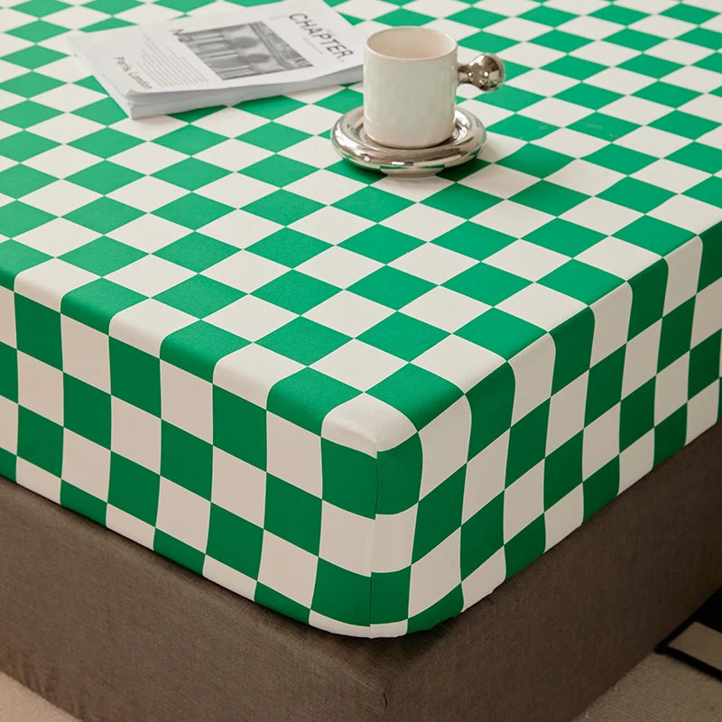 Cotton Fitted Sheet with Elastic Bands Non Slip Adjustable Mattress Cover for Double King Bed Non-Slip 140x200 160x200 200x200cm - Vibrant Variety Store