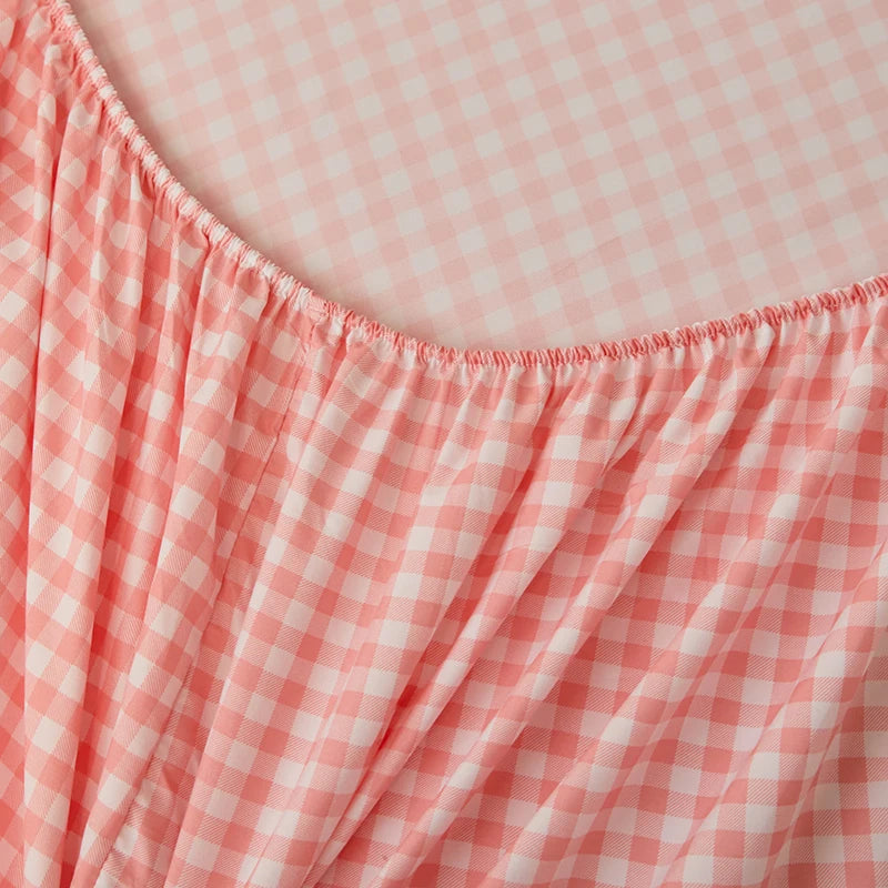 Cotton Fitted Sheet with Elastic Bands Non Slip Adjustable Mattress Cover for Double King Bed Non-Slip 140x200 160x200 200x200cm - Vibrant Variety Store