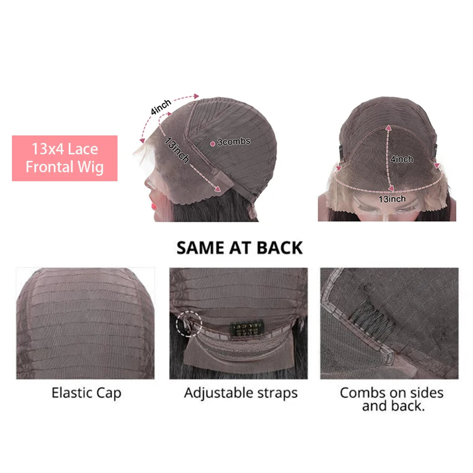 200% 99J Burgundy Short Bob Hair Wig 13x4 Lace Front Wig Human Hair Red Colored Deep Water Wave Lace Frontal Wig 100% Human Hair