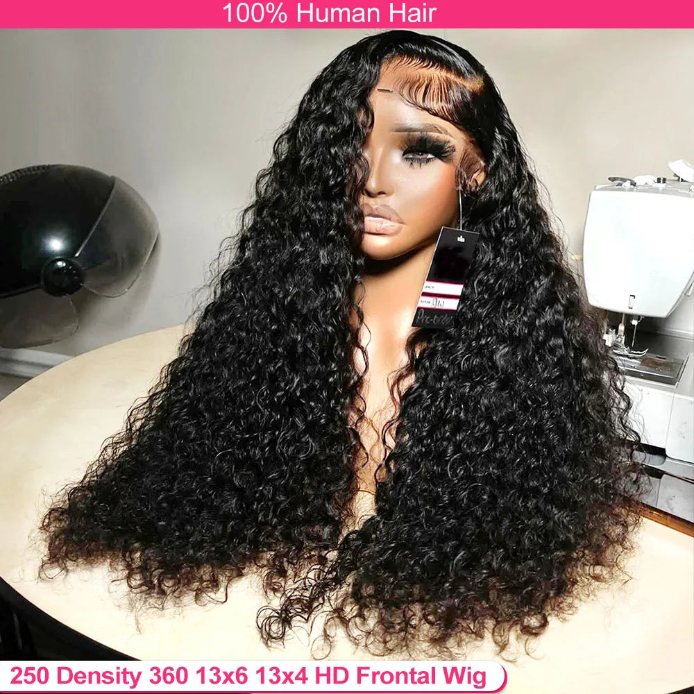 30 Inch Deep Wave 13x6 HD Lace Front Wig 250 density Water Wave 360 13x4 Lace Frontal Wigs 6x6 Closure Glueless Wig Human Hair