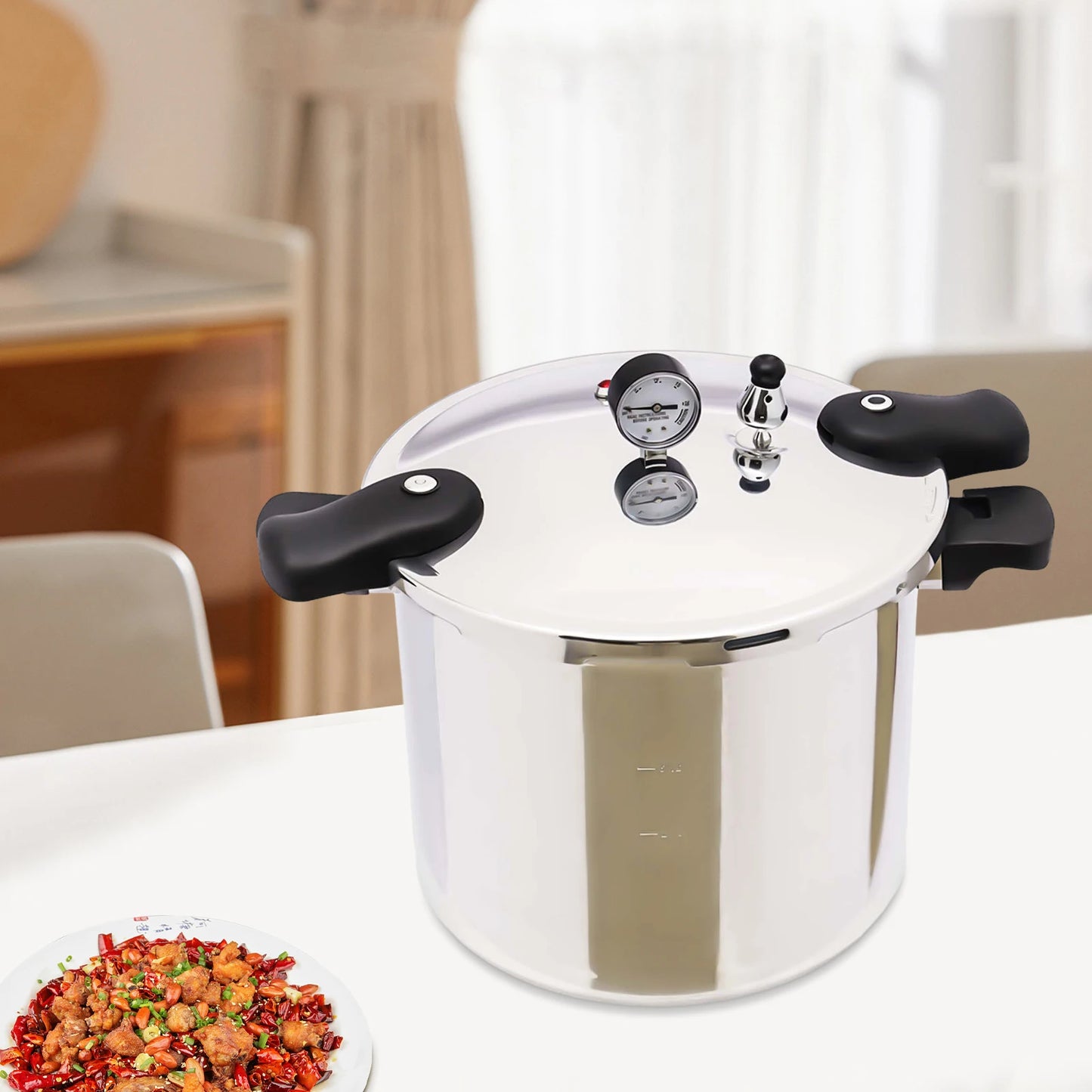 22L Large Capacities Pressure Cooker 90Kpa Commercial Stainless Steel Explosion-Proof Pressure Cooker For Gas Stoves 32*28cm - Vibrant Variety Store