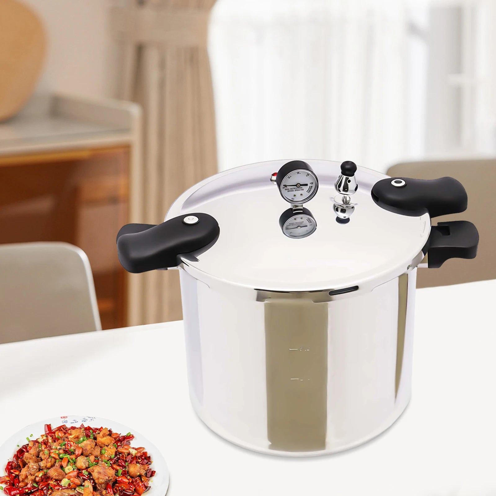 22L Large Capacities Pressure Cooker 90Kpa Commercial Stainless Steel Explosion-Proof Pressure Cooker For Gas Stoves 32*28cm - Vibrant Variety Store