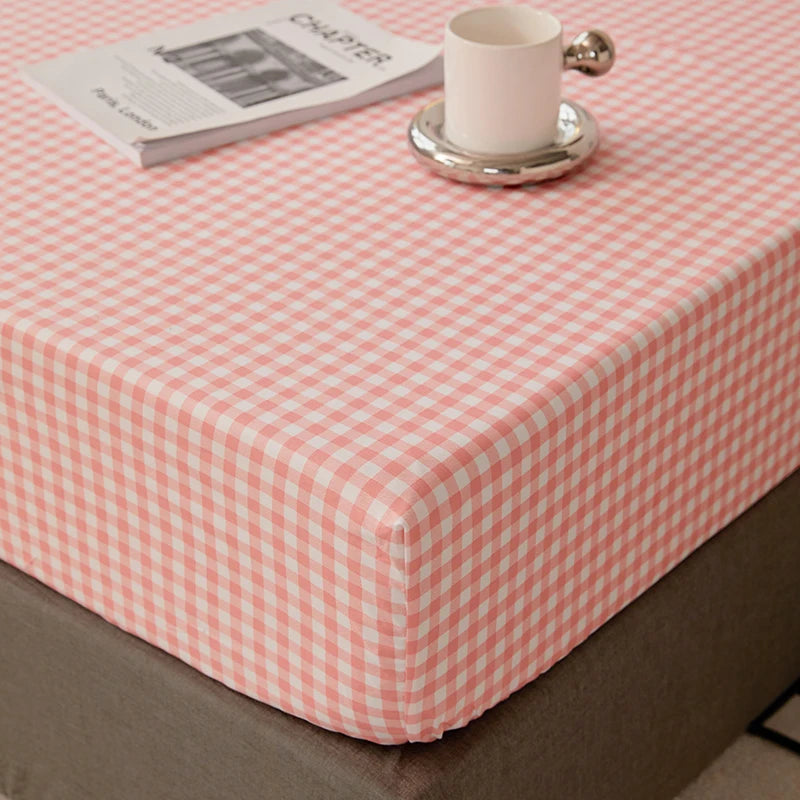 Cotton Fitted Sheet with Elastic Bands Non Slip Adjustable Mattress Cover for Double King Bed Non-Slip 140x200 160x200 200x200cm - Vibrant Variety Store