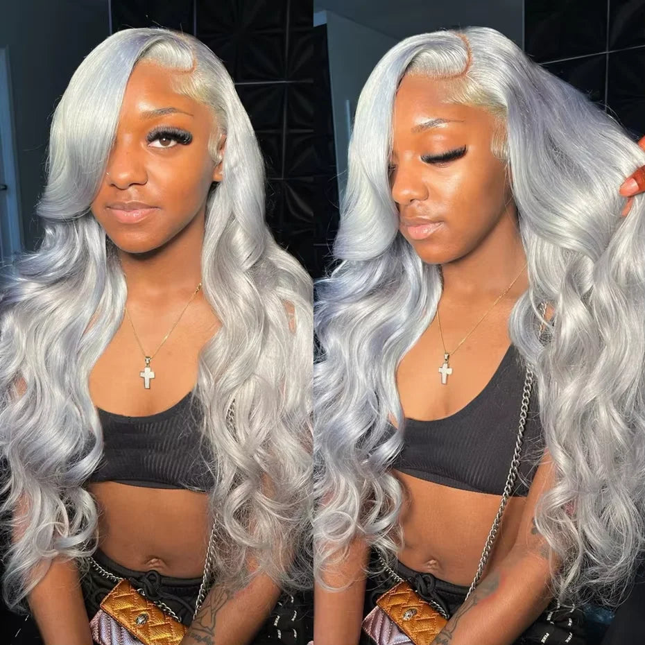 30 40 Inch Hot Pink Transparent Lace Front Wig Human Hair 13x6 Purple Green 613 Blonde Lace Frontal Wig Grey Colored Hair Wigs - Vibrant Variety Store