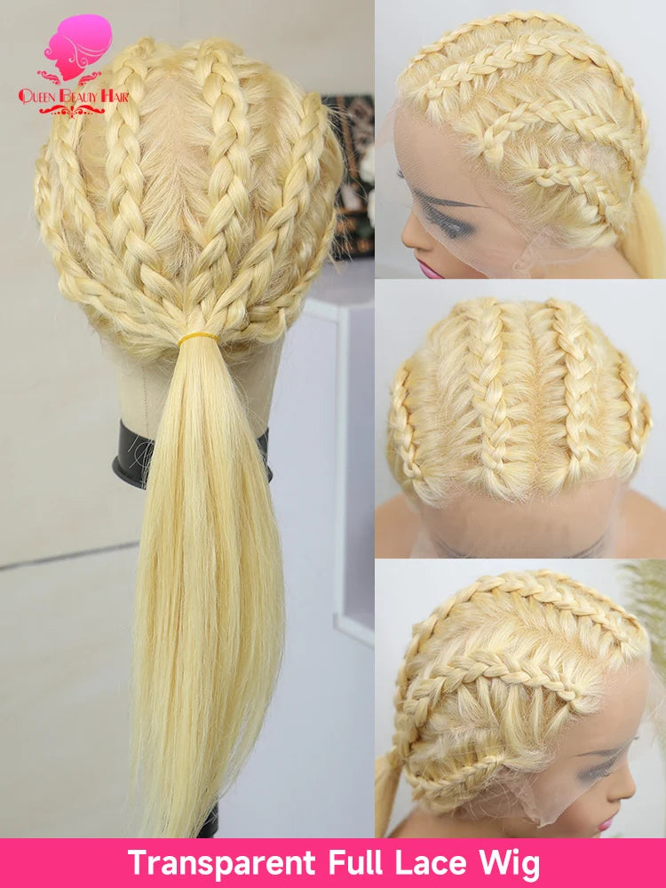 13x6 360 Lace Wig Human Hair Pre Plucked 613 Blonde Colored Lace Front Wigs Bone Straight Ponytail Human Hair Lace Frontal Wig - Vibrant Variety Store
