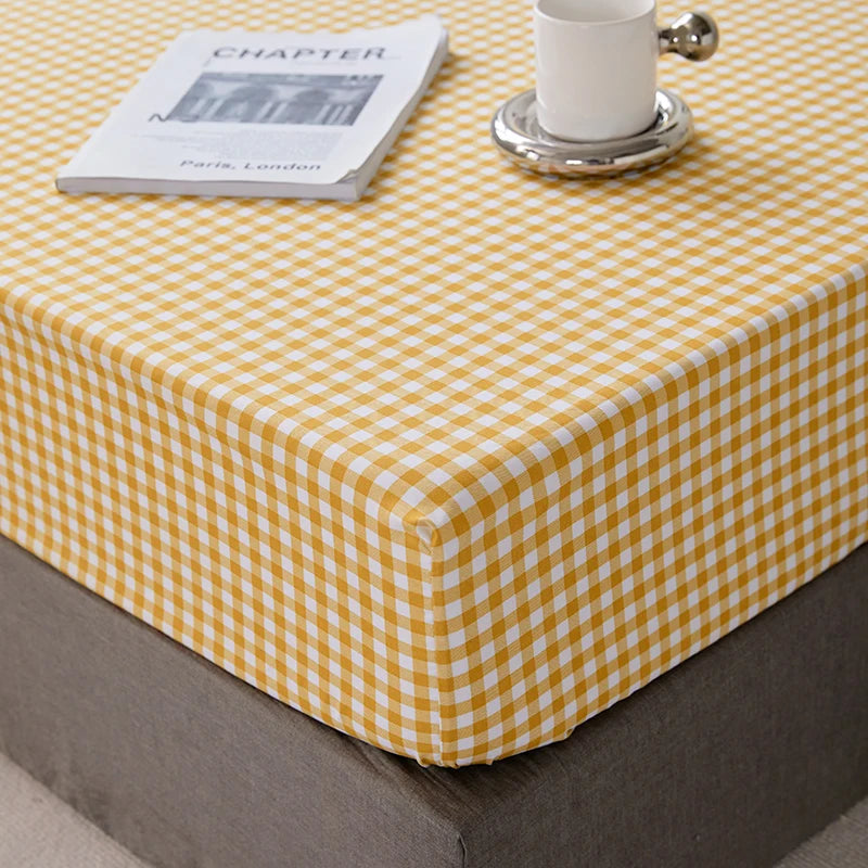 Cotton Fitted Sheet with Elastic Bands Non Slip Adjustable Mattress Cover for Double King Bed Non-Slip 140x200 160x200 200x200cm - Vibrant Variety Store