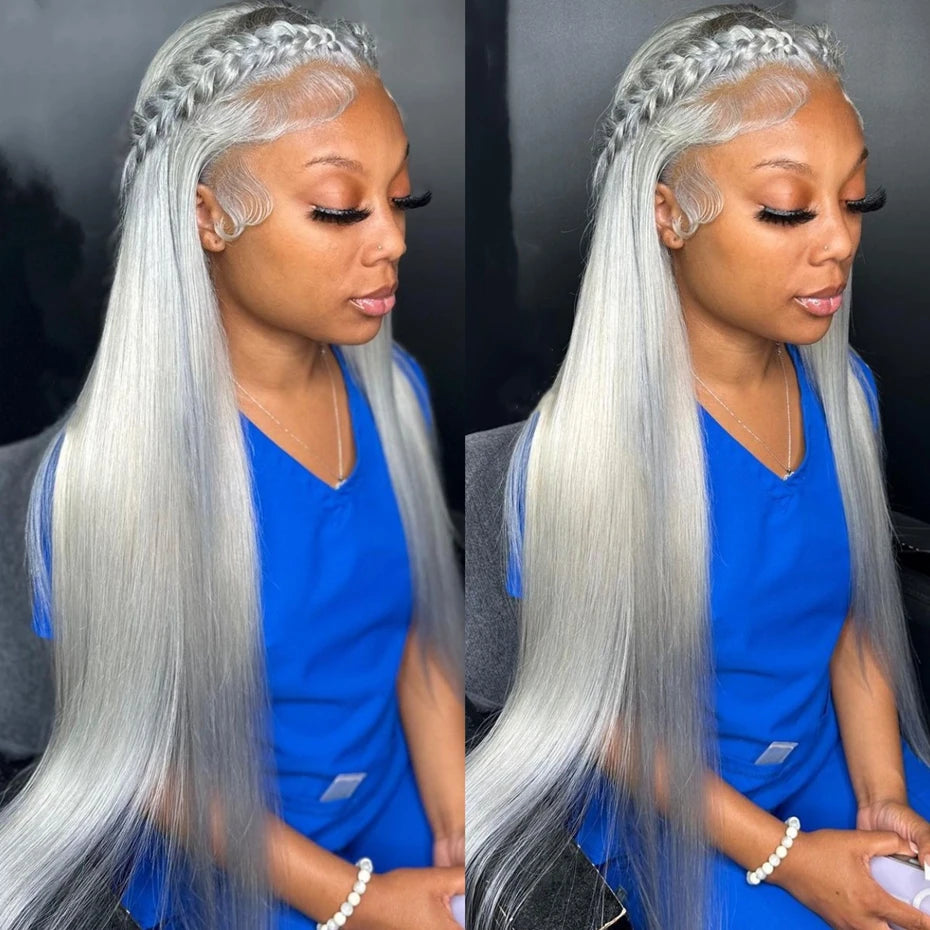 30 40 Inch Hot Pink Transparent Lace Front Wig Human Hair 13x6 Purple Green 613 Blonde Lace Frontal Wig Grey Colored Hair Wigs - Vibrant Variety Store