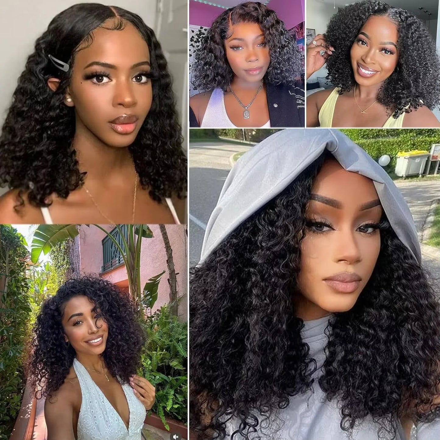 Curly Short Bob 13x4 HD Lace Frontal 220% Density 8-14 Inch Wigs Human Hair Deep Wave Cheap Wig Brazilian Remy For Black Women