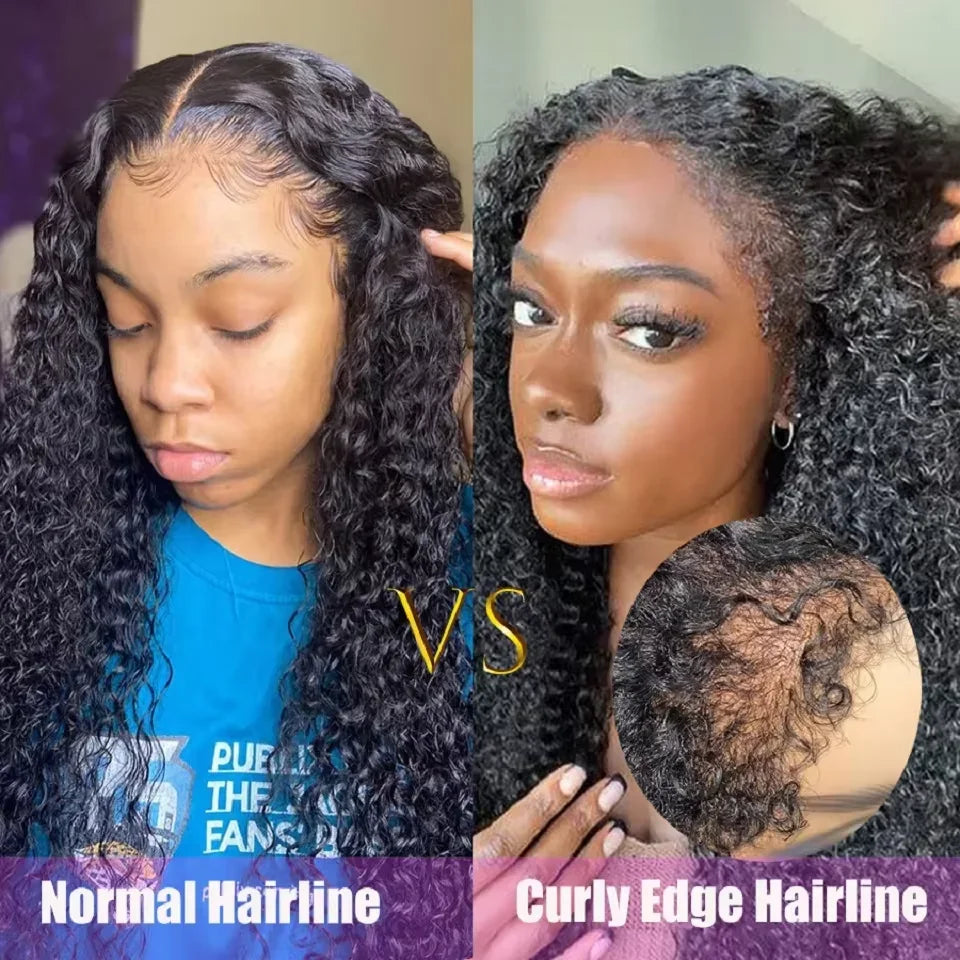 Kinky Curly Wig 4C Edges Baby Hair HD Lace Frontal Wig Human Hair 13x6 13x4 HD Transparent Lace Front Human Hair Wigs for Women - Vibrant Variety Store