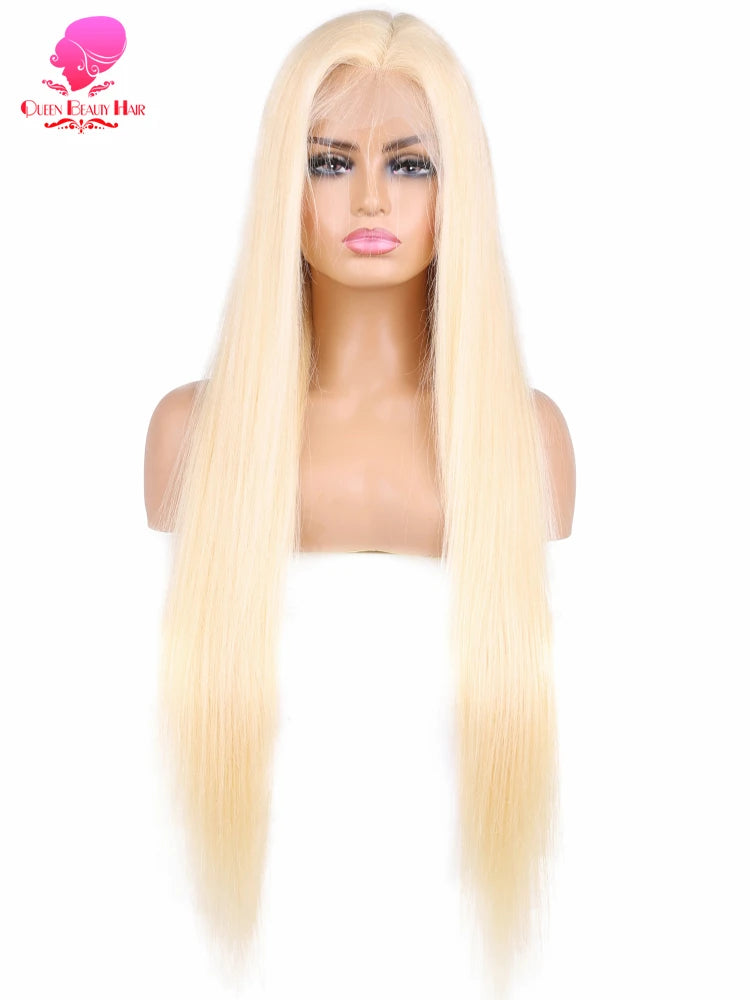 13x6 360 Lace Wig Human Hair Pre Plucked 613 Blonde Colored Lace Front Wigs Bone Straight Ponytail Human Hair Lace Frontal Wig - Vibrant Variety Store