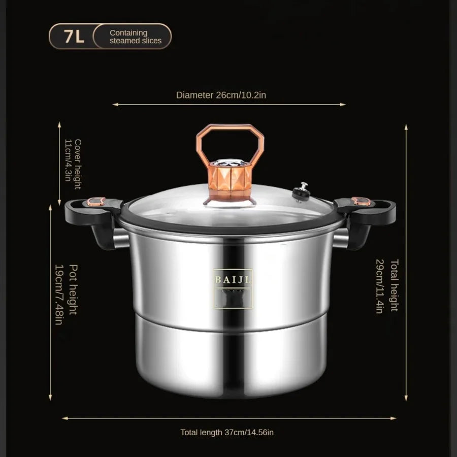 Micro pressure pot 304 stainless steel thickened soup pot household double ear bottle soup pot thickened composite bottom