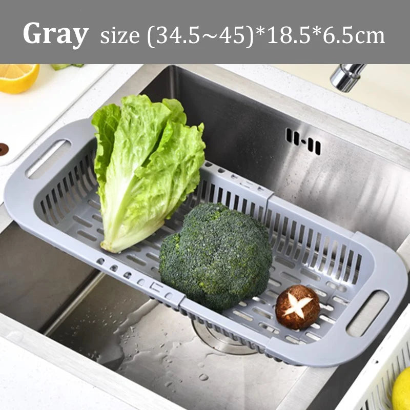Kitchen Storage Rack Soap Sponge Rack Adjustable Vegetable Drain Basket Sink Rack Retractable Multifunctional Kitchen Tools - Vibrant Variety Store
