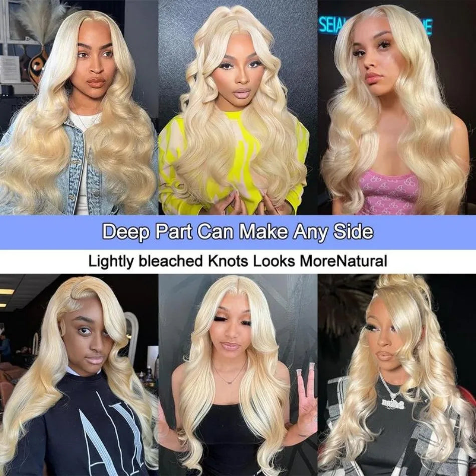 Blonde Human Lace Front Wig 613 Hd Lace Frontal Wig 13X6 Body Wave Human Hair Wigs For Women Pre Plucked 30 32 Inch 220 Density - Vibrant Variety Store