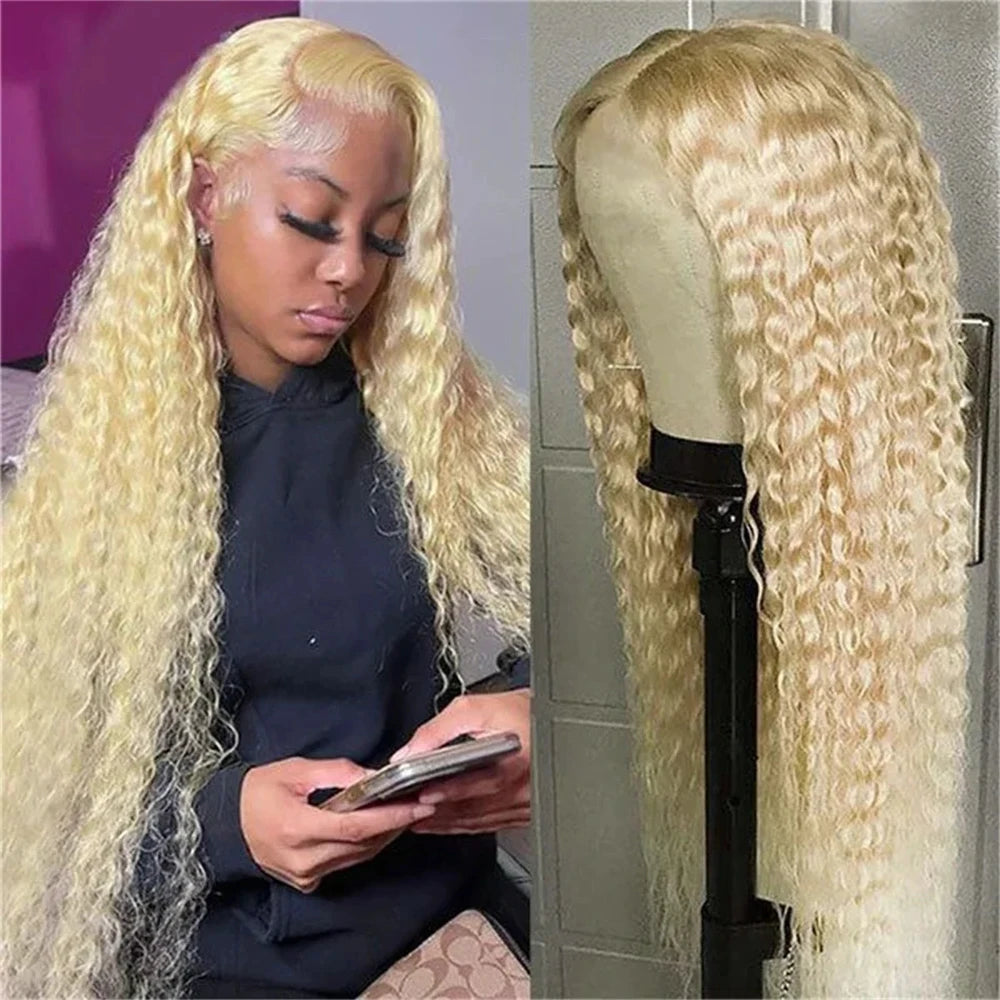 613 Loose Deep Wave Frontal Wig 13x6 HD Water Wave Lace Front Wig 30 40 Inch Honey Blonde 13x4 Lace Front Curly Human Hair Wigs - Vibrant Variety Store