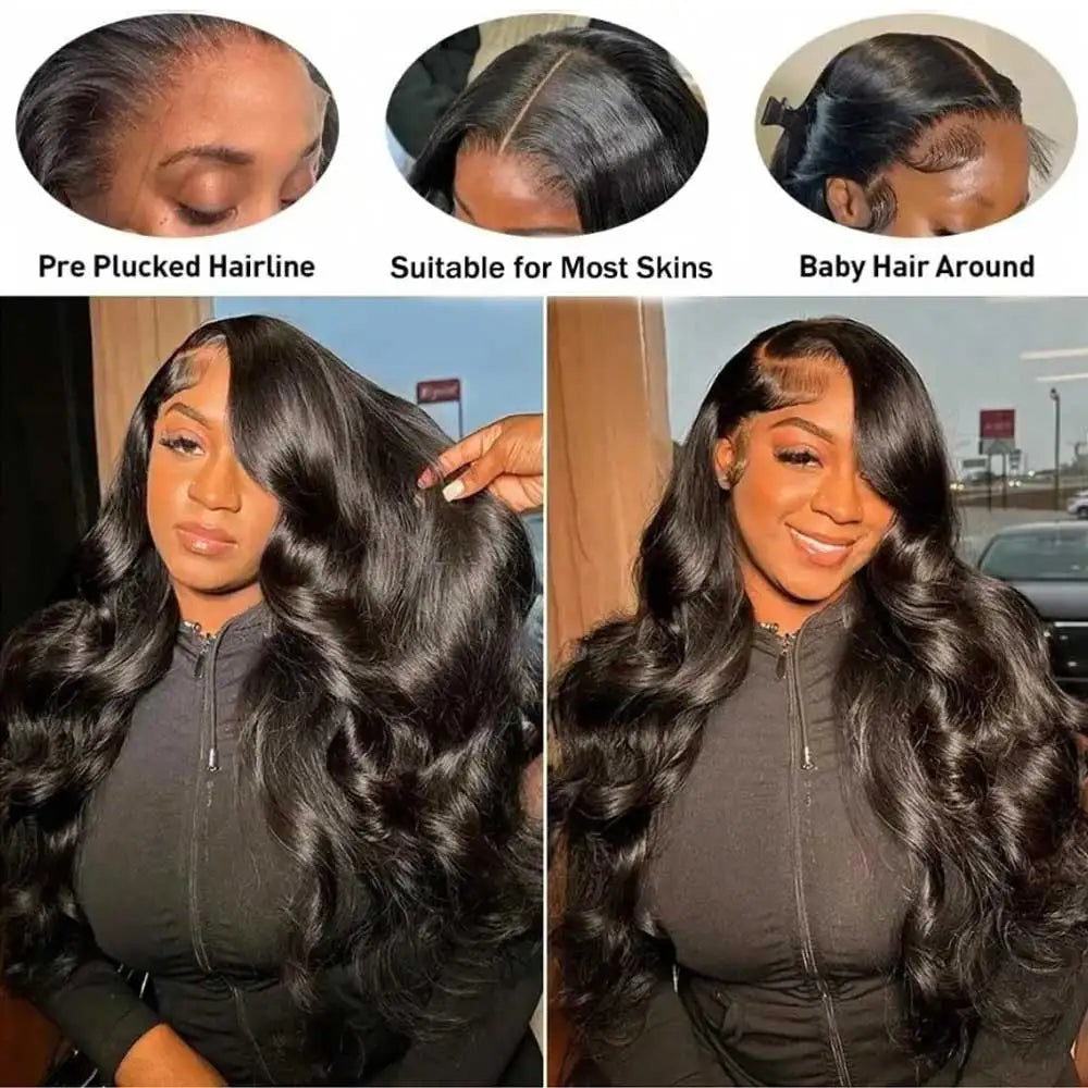 40 42 Inch Gluless Body Wave Human Hair Wigs Wear And Go 13x4 13x6 HD Lace Frontal Wigs Remy Curly Lace Front Human Hair Wigs - Vibrant Variety Store
