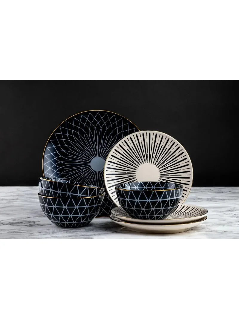 Calypso 12 Piece Stoneware Dinnerware Set, Service for 4 - Vibrant Variety Store