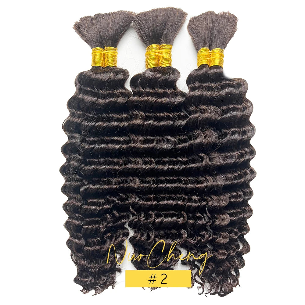 Deep Wave Bulk Human Hair for Braiding No Weft 100g (1 Pack-2 Bundles) Brazilian Virgin Human Hair Braiding Hair For BOHO Braids - Vibrant Variety Store