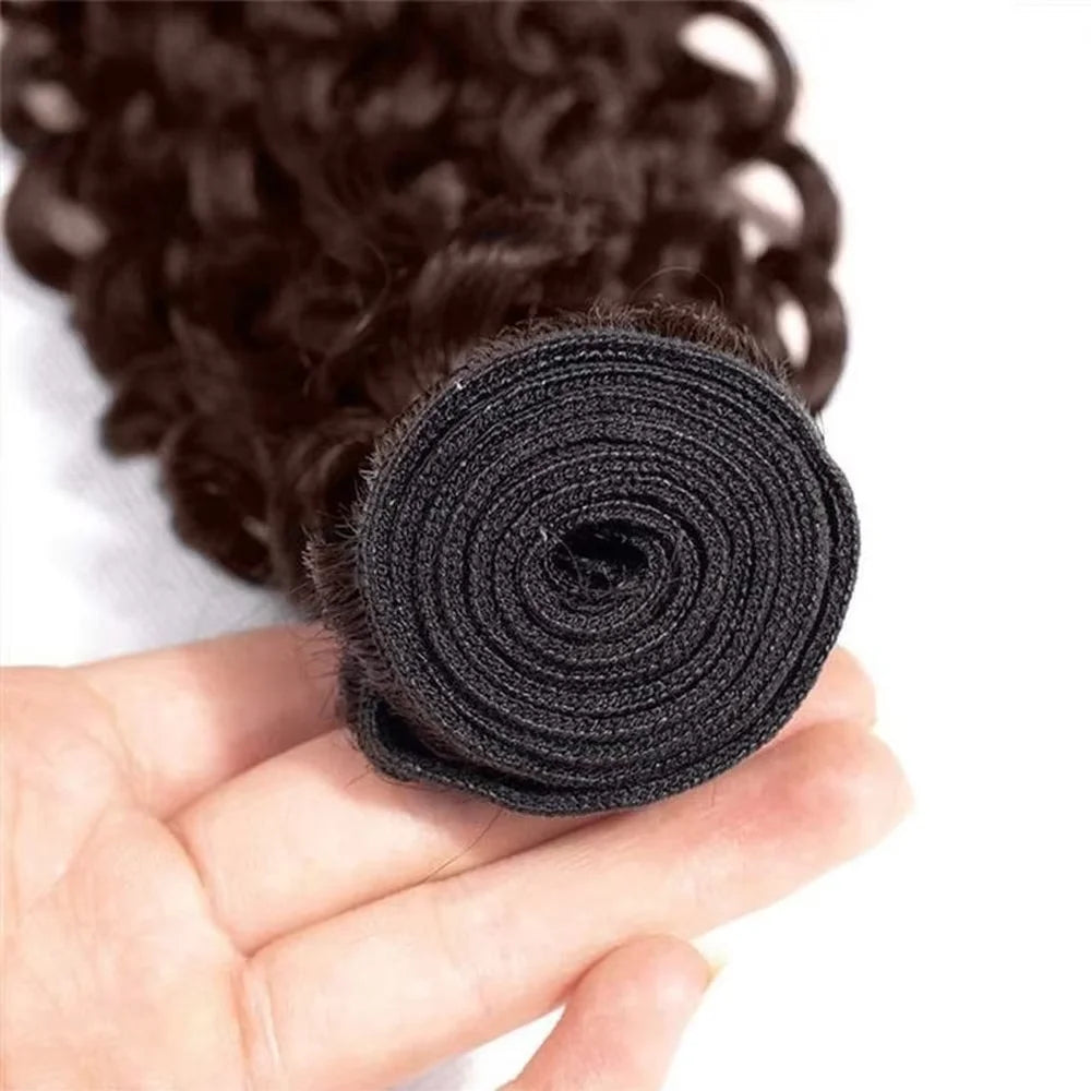 #4 Chocolate Brown Water Wave Curly 10-30 Inch Human Hair Bundles Deep Curly Wave Brazilian Virgin Raw Hair Sew-In Bundles - Vibrant Variety Store