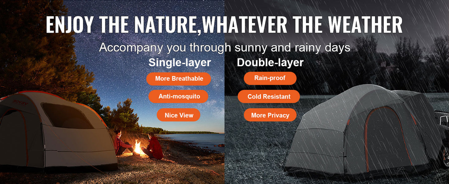 SucceBuy SUV Camping Tent, 8'-8' SUV Tent Attachment for Camping with Rain Layer and Carry Bag, PU2000mm Double Layer Truck Tent - Vibrant Variety Store