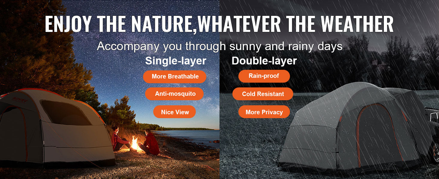 SucceBuy SUV Camping Tent, 8'-8' SUV Tent Attachment for Camping with Rain Layer and Carry Bag, PU2000mm Double Layer Truck Tent - Vibrant Variety Store