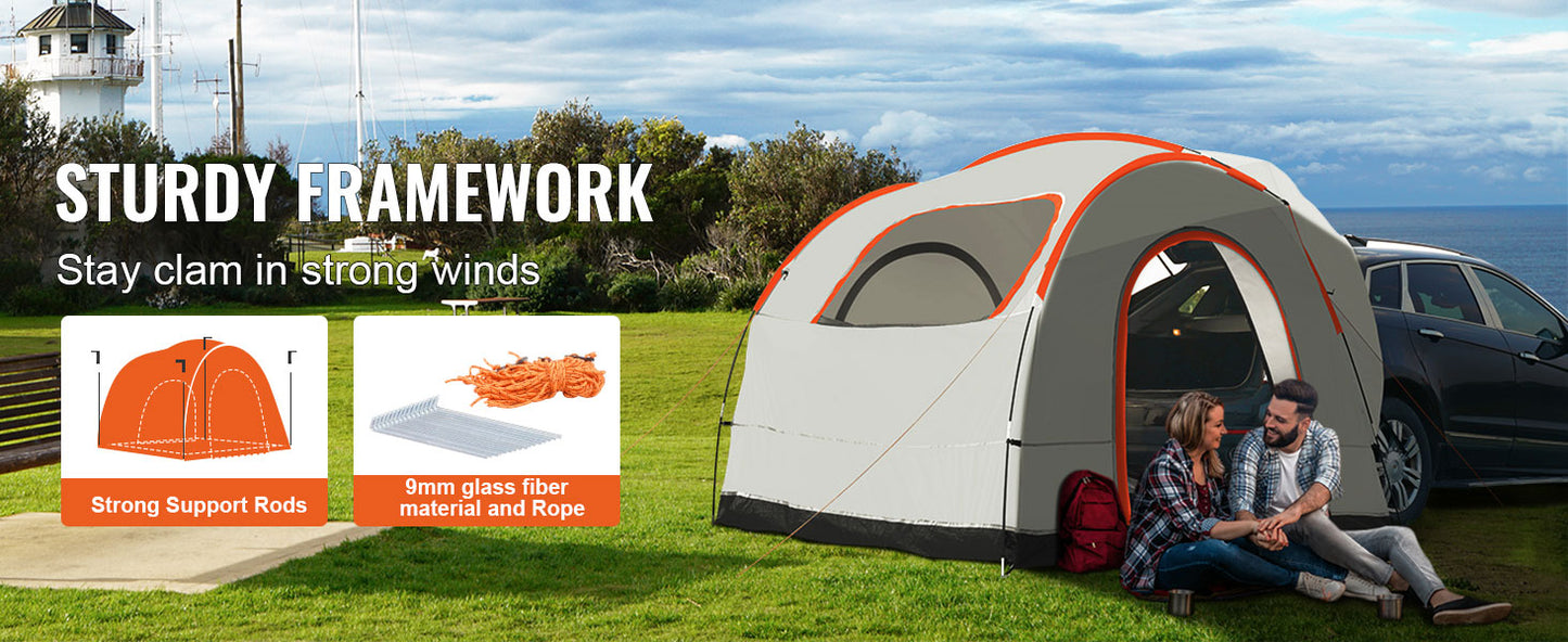SucceBuy SUV Camping Tent, 8'-8' SUV Tent Attachment for Camping with Rain Layer and Carry Bag, PU2000mm Double Layer Truck Tent - Vibrant Variety Store