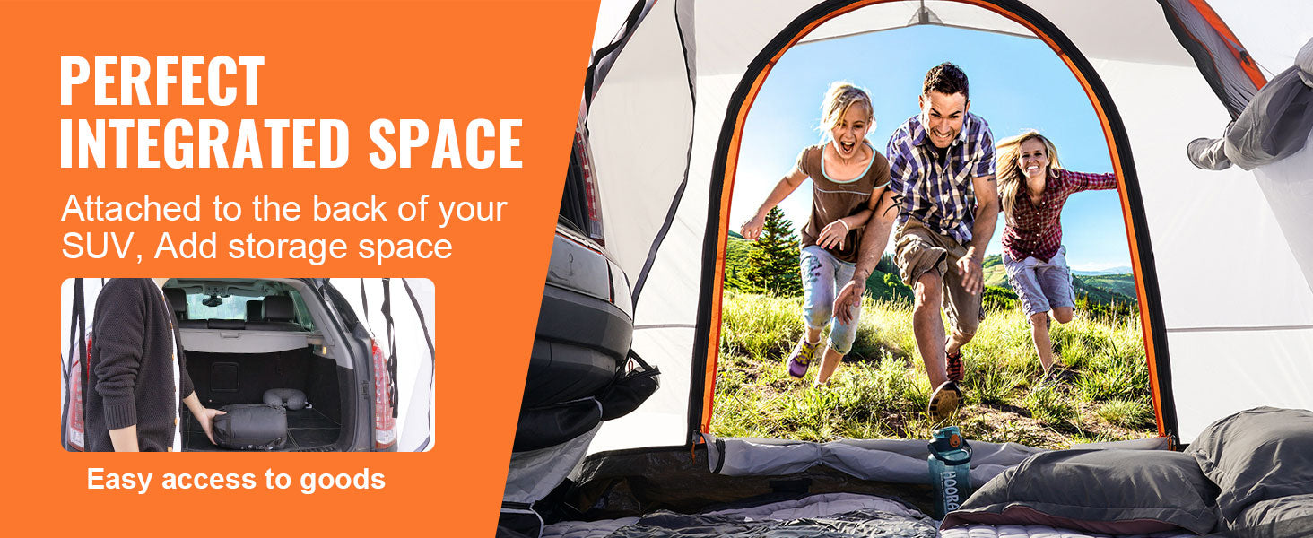 SucceBuy SUV Camping Tent, 8'-8' SUV Tent Attachment for Camping with Rain Layer and Carry Bag, PU2000mm Double Layer Truck Tent - Vibrant Variety Store